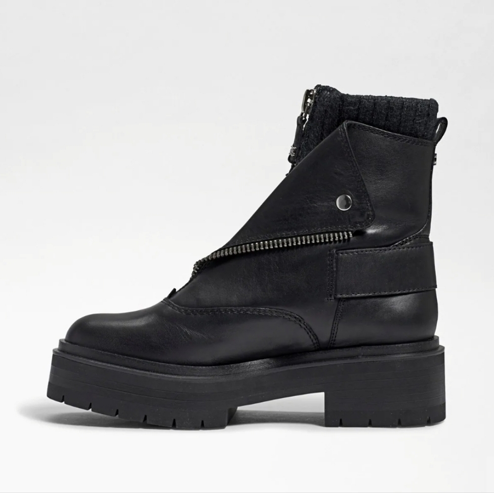 Edgy Sam Edelman Black Leather Chelsea Zippers Booties - Picture 5 of 12